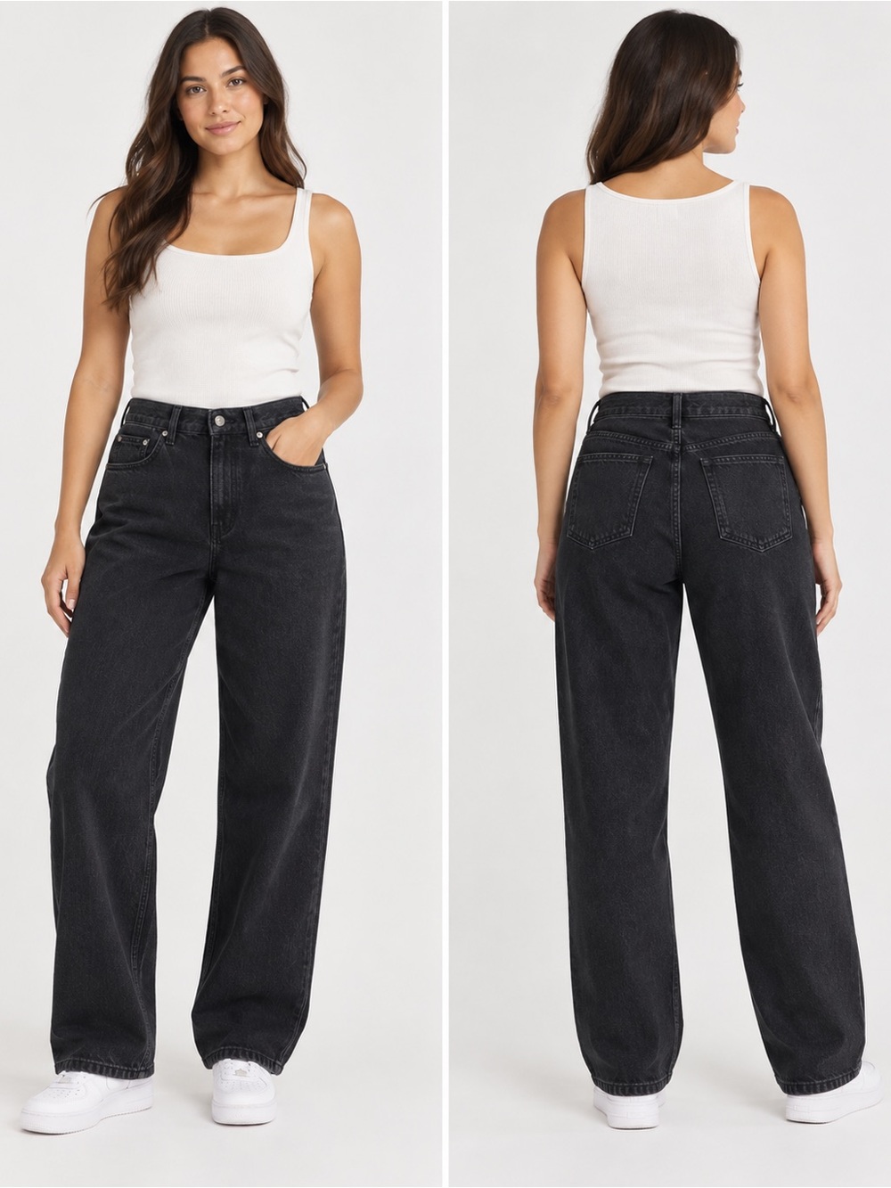 Abercrombie Curve Love The Loose High Rise Washed Black Jeans 27 Baggy Wide Leg
